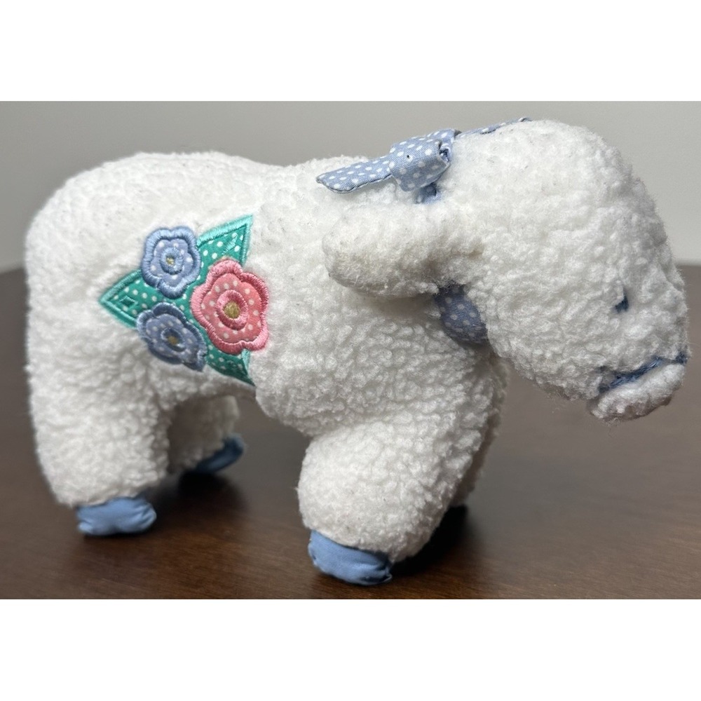 Rare Gymboree Sheep Lamb Plush Floral Fleece Vintage 90s 80s Baby Lovey Easter